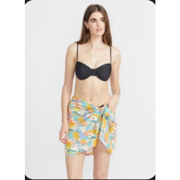 Volcom Colorful Birds of Paradise Orange and Teal Beach Sarong - Picture 1 of 4